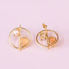 Handcrafted 18K Yellow Gold Plated Natural Yellow Citrine and White Pearl Gemstone Earrings for Women - Etsy