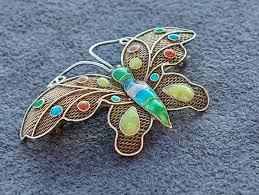 Vintage 925 Silver Brooch Butterfly With Colorful Stones - Etsy