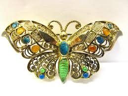 Vintage Estate Czech Gold Gilt Silver Enameled Butterfly ...