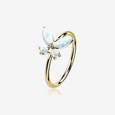 14 Karat Gold Brilliant Fire Opal Dainty Butterfly Bendable ...
