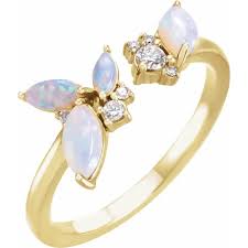 Australian Opal & 1/10 CTW Diamond Negative Space Ring 14K ...