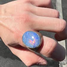 Men's Heavy Gold Black Crystal Opal Ring | Burton's – Burton's Gems and Opals