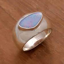 Men's Handcrafted Modern Opal and Silver Ring - Loyal Love | NOVICA