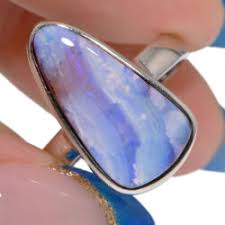 Sterling Silver Australian Boulder Opal Ring US 8