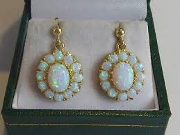 Fine Silver Gold Opal Victorian Style Cluster Drop Earrings ...