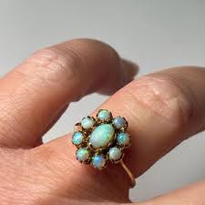 Naturl Blue Opal Vintage Engagement Ring 9K Gold Art Deco Opal Wedding Proposal Ring Opal Antique Filigree Anniversary Gifted Ring for Her. - Etsy