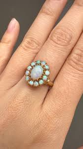 Vintage 10K Gold Opal Halo Cluster Ring – W&W Jewelry