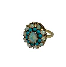 10K Yellow Gold, Opal and Turquoise Ring – R.H. Van Alstyne Fine Jewelry