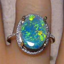 Black Opal Ring Diamonds 14k Gold 5951R | Black Opal Rings