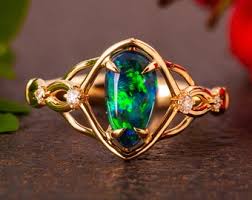 Black Opal Engagement Ring - Etsy