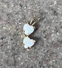 Vintage 14K Yellow Gold Opal & Diamond Heart Pendant - Etsy