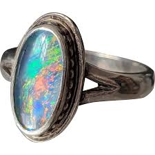 Similar Items to Sterling Silver Opal Doublet Ring