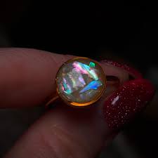 Opal Ring, Adjustable Gold Ring, Moonstone Ring, Shell Ring ...