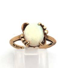 Vintage 10K Yellow Gold Oval Opal October Birthday Anniversary Cocktail Ring - Etsy