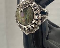 Vintage Peacock Abalone Ring: Sterling Silver, Size 5 - Etsy