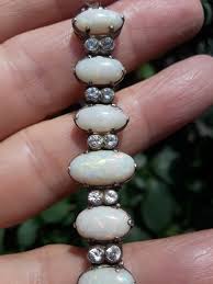 Edwardian Silver Australian Opal White Topaz Link Tennis ...
