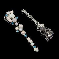 925 Sterling Silver Earrings Round Fire Opal 5mm Apatite ...