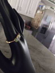 PREMIUM TSAVORITE GARNET/MOISSANITE 3 Stone Ring/VermeilYG ...