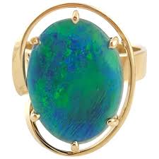 Vintage 9K Yellow Gold Black Opal Ring Size 6.25-6.5 #14772 ...