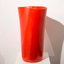 Red Lacquered Ceramic Vase from Pozzi, 1950s | Chairish