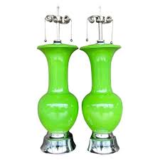 Vintage Regency Monumental Apple Green Glazed Ceramic Lamps - a Pair For Sale at 1stDibs