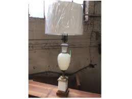 Lighting Lamp - Tall NeoClassical Urn Shape - White Milk Glass and Brass - Construction Junction