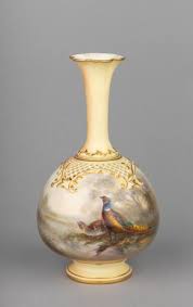 Lot - A Royal Worcester vase of globe and shaft form with ...