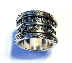 NWOT OR PAZ 925 Sterling Silver 14K Gold Leaf CZ Spinner ...