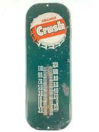 Sold at Auction: Orange Crush Metal Ad Sign w/ Thermometer