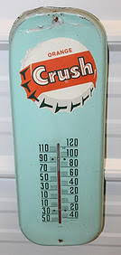 White Orange Crush Soda Thermometer Advertisement Sign