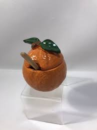 VTG Ceramic Hand Painted Jam Jar w/ Lid and Spoon Shape Of ...