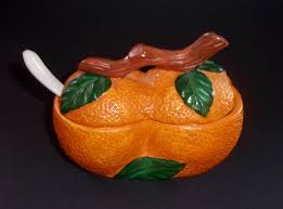 DUAL ORANGE JAM Holder Server Double Confiture Marmalade ...