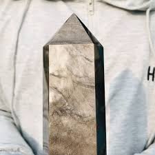 1.68lb Natural Silver Obsidian Quartz Crystal Wand Point ...