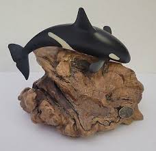 Vintage John Perry Killer Whale Sculpture Wood Base 7 X 6 ...