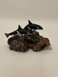 John Perry Orca Killer Whale Sculpture on Burl Wood - Etsy
