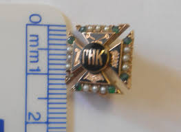 10k Gold Vintage Sorority Fraternity Pin Emeralds Pearl ...
