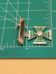 Buy Silver Tone Cross Brooch With Green Rhinestones Online ...