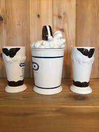 Oreo Cookie Jar “America's Favorite Cookie” And 2 Milk Shake Ceramic Cups | eBay