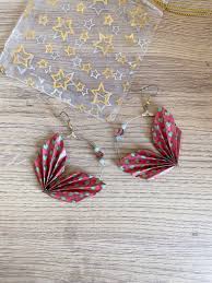 Origami Jewelry Origami Jewelry Origami and Swarovski Spring Hoop Earrings - Etsy