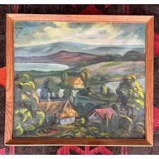 Vintage Landscape Painting "Pastel Home" Framed Original Signed | Chairish