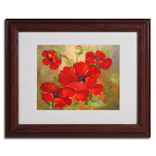 Trademark Fine Art 16 in. x 20 in. Poppies Dark Wooden ...