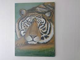 Tiger at Rest Colorful Original Signed Oil Painting 18x24 ...