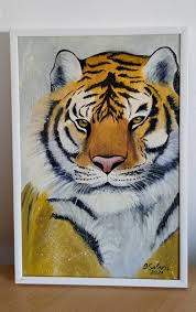 Tiger Original Oil Painting on Panel, Animal Unique Artwork ...