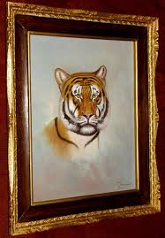 Original Oil on Canvas Tiger Wildlife Wild Animal Art ...