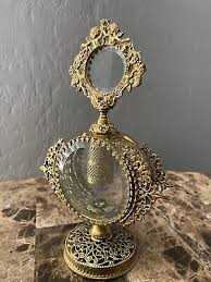 Vintage Gold ORMOLU Filigree Large PERFUME BOTTLE Cupid Hollywood Regency Glass | eBay