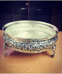 Peacock Design Ethnic Silver Plated Brass Decor Urli ...