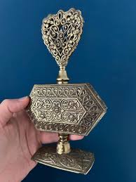Vintage Ornate Brass Perfume Bottle - Etsy