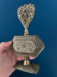 Vintage Ornate Brass Perfume Bottle | Chairish