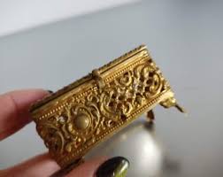 Antique Gilded Brass Jewelry Box With Beveled Faceted Glass Retro Victorian Trinket Footed Jewelry Casket - Etsy