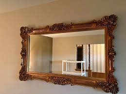 Large Vintage Wall Mirror – Ornate Gold Frame. Size: 5ft long by 3ft wide